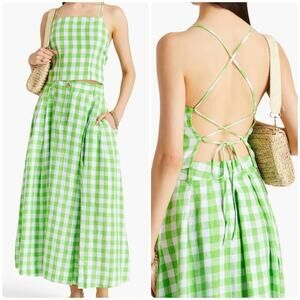 MARA HOFFMAN Carrie cropped checked hemp top